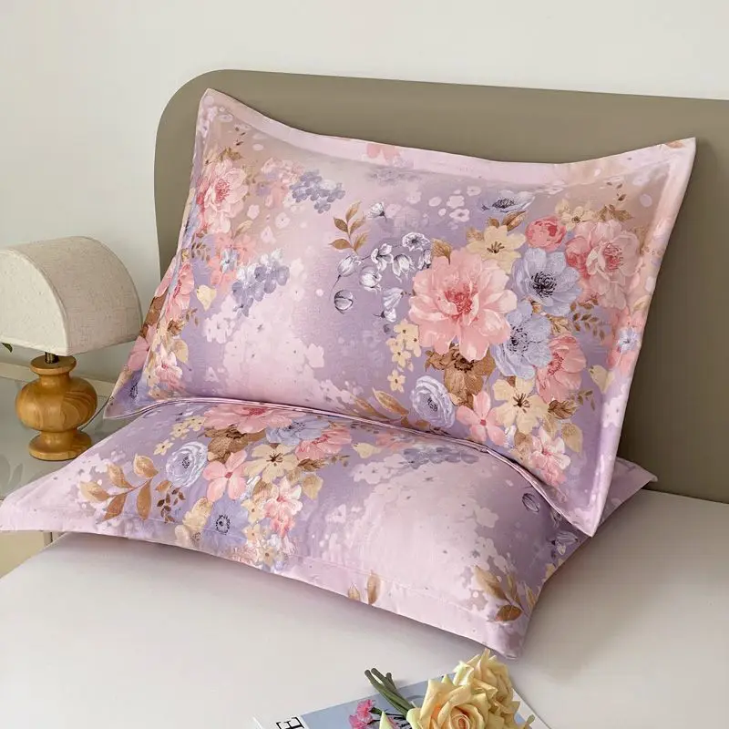 Home Hotel Pillowcase Pair of Jacquard Polyester With Cotton Pillowcase 48x74cm Solid Color Fashionable Home, No Pillow Core