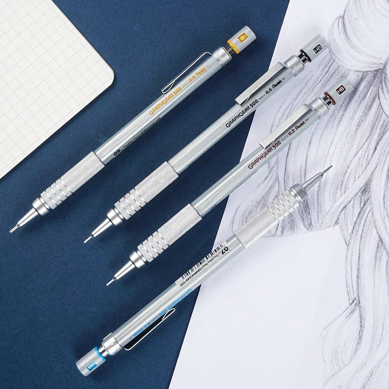 1PC Pentel  Mechanical Graphite Pencil GraphGear 500 for Draft 0.3mm 0.5mm 0.7mm 0.9mm ‎Retractable Finest writing instruments