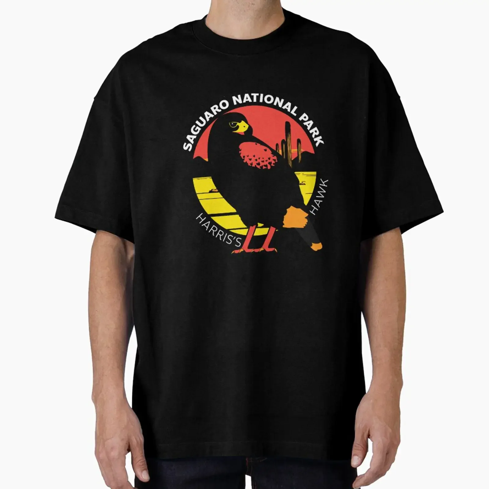Saguaro National Park Harris's Hawk Sticker designed and sold by SUPERHERON vintage Washed Breathable fashion Stretched graphic