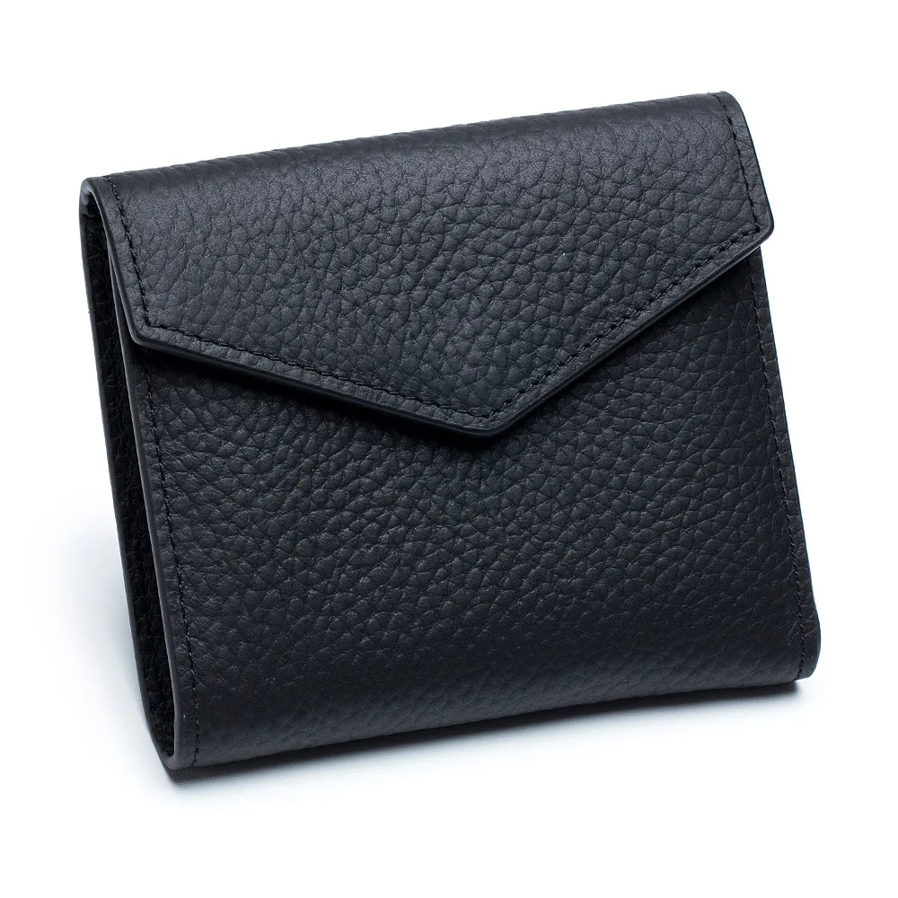 

2022 New Short Lychee Pattern Wallet Women's Cowhide Multi Card Slot Bag RFID Fashion Handbag