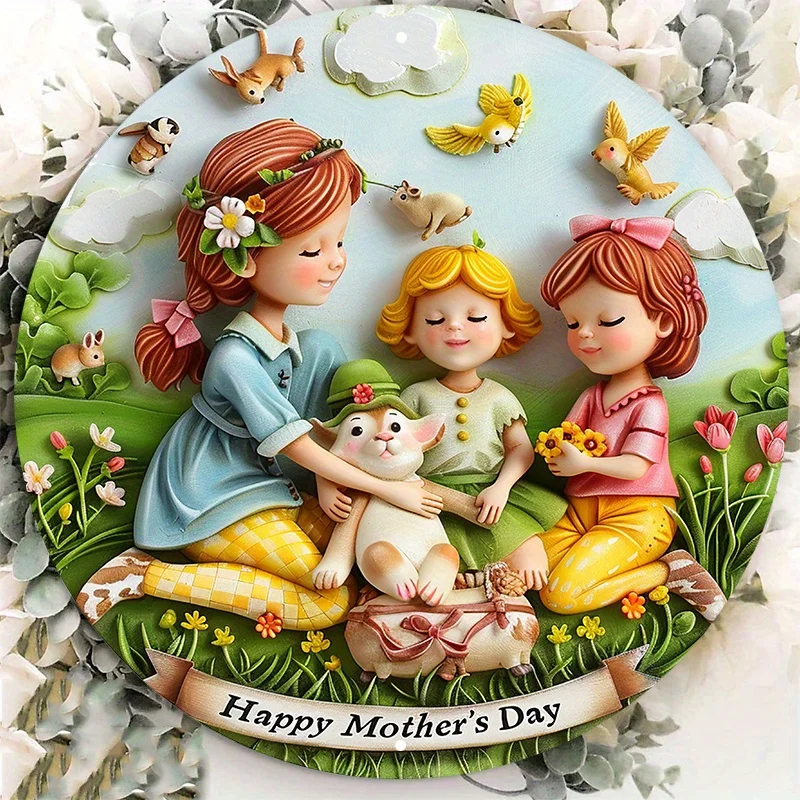 

Happy Mother's Day Aluminum Sign, Waterproof 2D Flat Metal Door Hanger, HD Printed Wreath Sign, Decorative Wall Poster