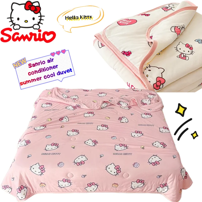 

Sanrio Hello Kitty Cinnamoroll My Melody Kuromi Summer Cool Quilt Creative High Value DIY Print Ice Silk Air Conditioner Quilt