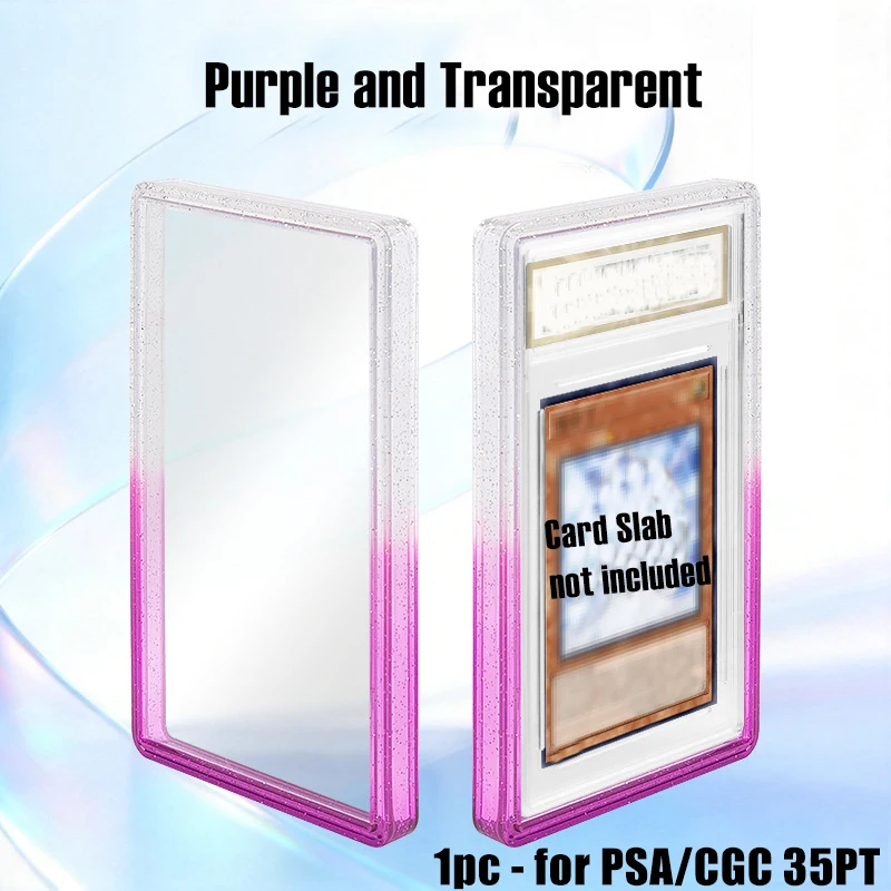 Stackable Slab Case for PSA CGC 35PT Graded Card, TPU Slab Bumper Protector with Back Panel ,Multicolor Gillter, For PTCG view 6