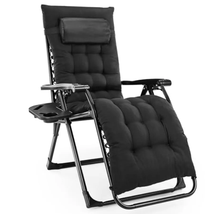 

Zero Gravity Chair Reclining Camping Lounge Chair for Outdoor Reclining Patio Chairs with Cup Holder Trays and Removable Cushio