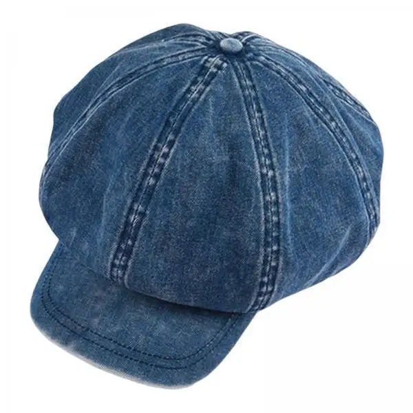 Soft Cotton Women Octagonal Cabbie Beret Hat Retro Style Flat Top Visor Cap for Daily Shopping Vacation