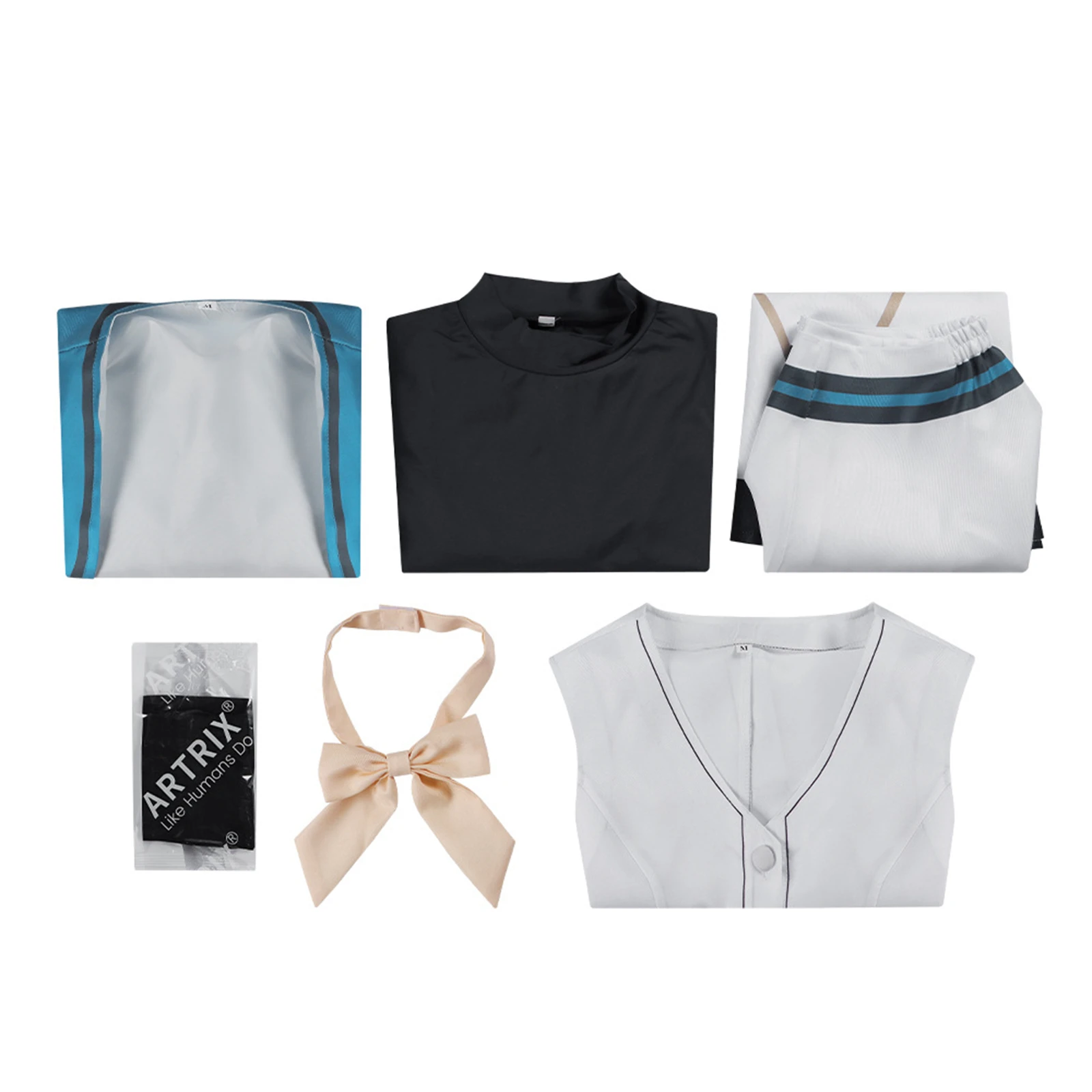 Monica Everett Cosplay Costumes Anime Girl White Vest Skirt Uniform Halloween Party Outfit - view 3