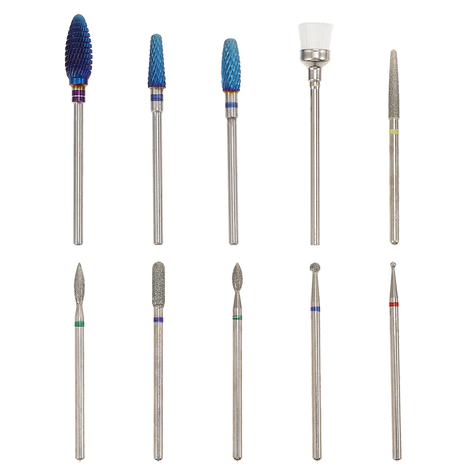 10 szt. Frezów karbidowych do paznokci, głowice szlifierskie do manicure i pedicure do elektrycznej pilarki do paznokci, polerowanie, modelowanie paznokci, metalowe akcesoria do frezowania.