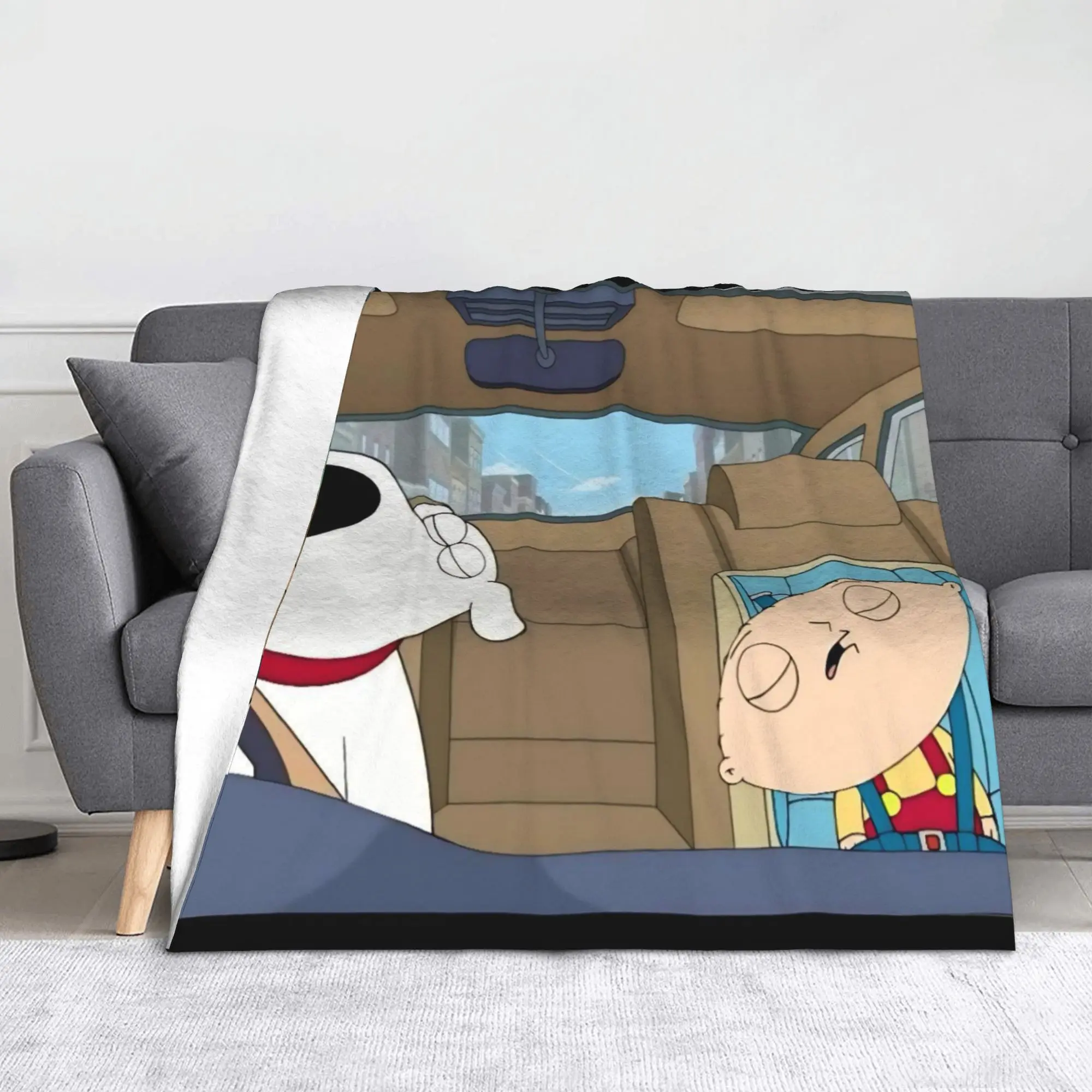 Familys Guys Anime Knitted Blanket Fleece Stewarts Brian Dog Drive Super Soft Throw Blanket for Bed Bed Rug