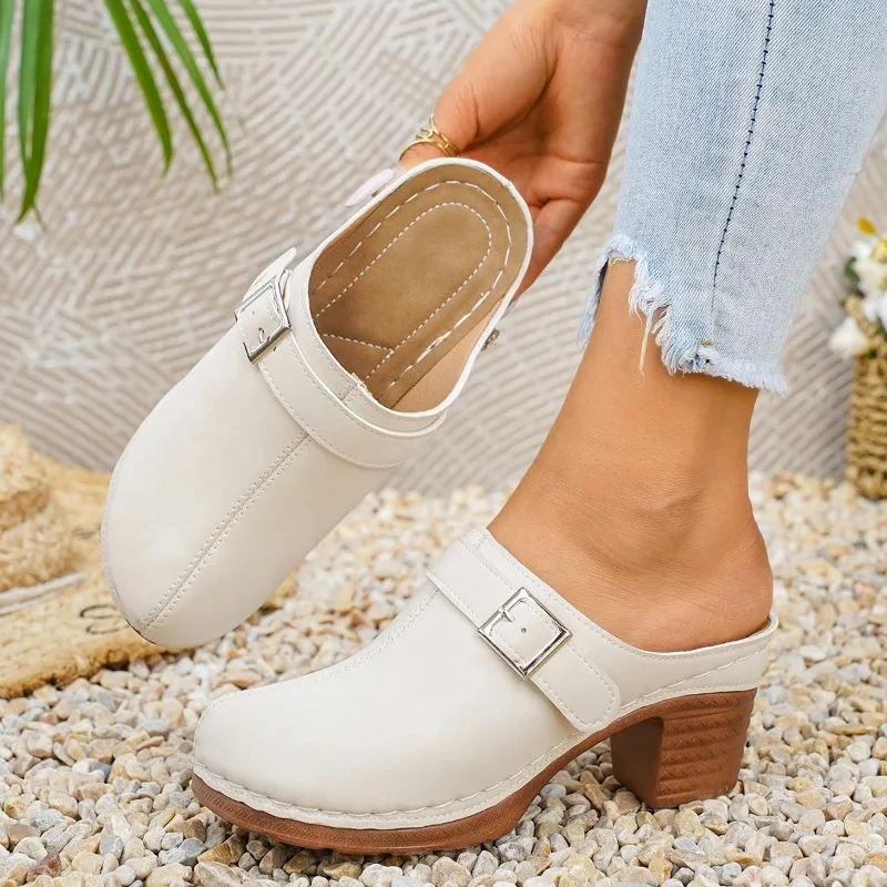Women Sandals Open Toe Chunky High Heels Slippers Female Trend Summer High Heels Sandals Fashion Slingback Shoes for Women view 5
