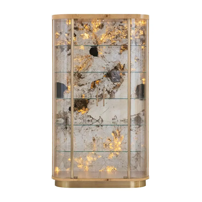 Light luxury arc glass wine cabinet villa high-end wall display cabinet