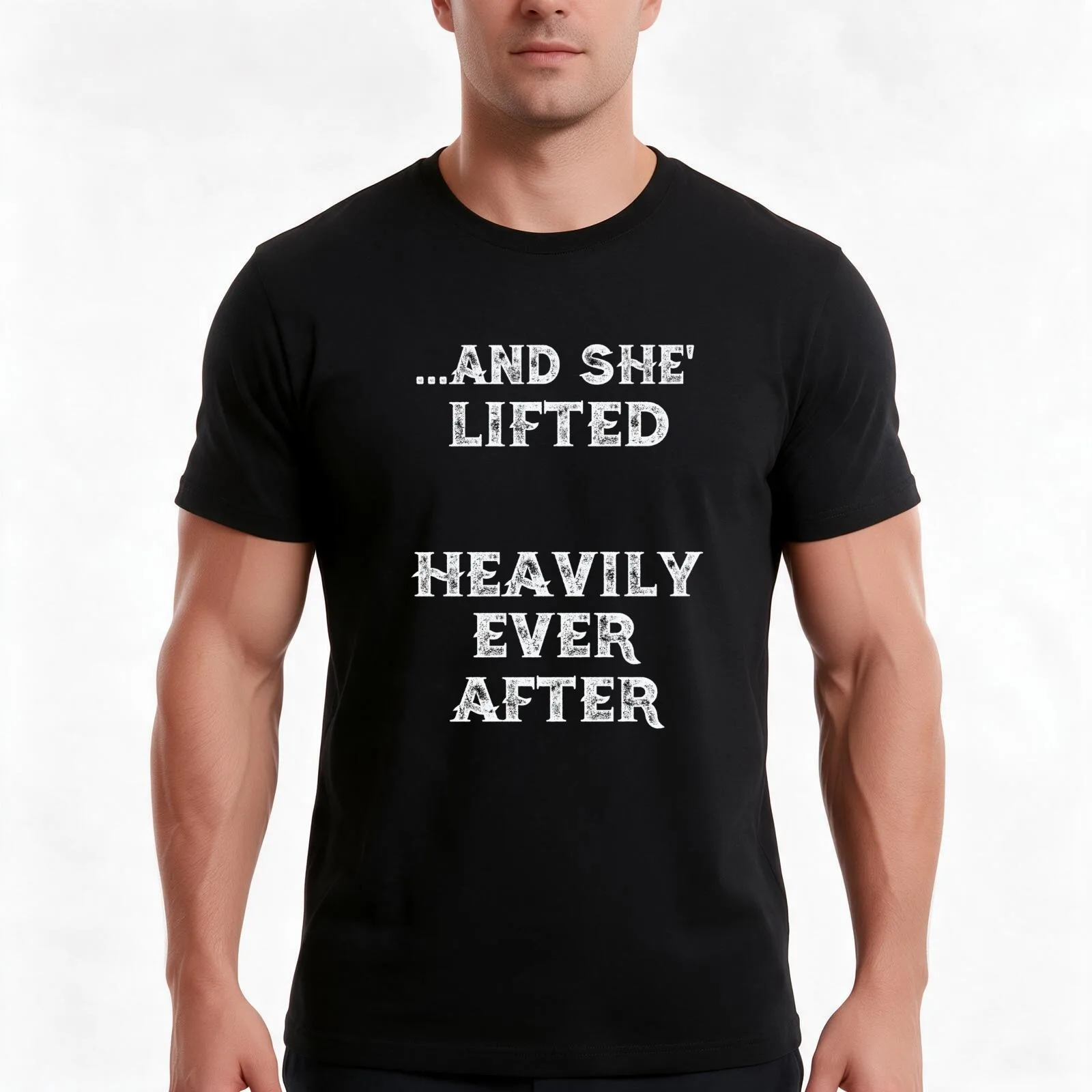 And She Lifted Heavily Ever After Fitness, Workout Gym Gift T-Shirt, Summer Casual Cotton Tee, Oversized Streetwear Tops