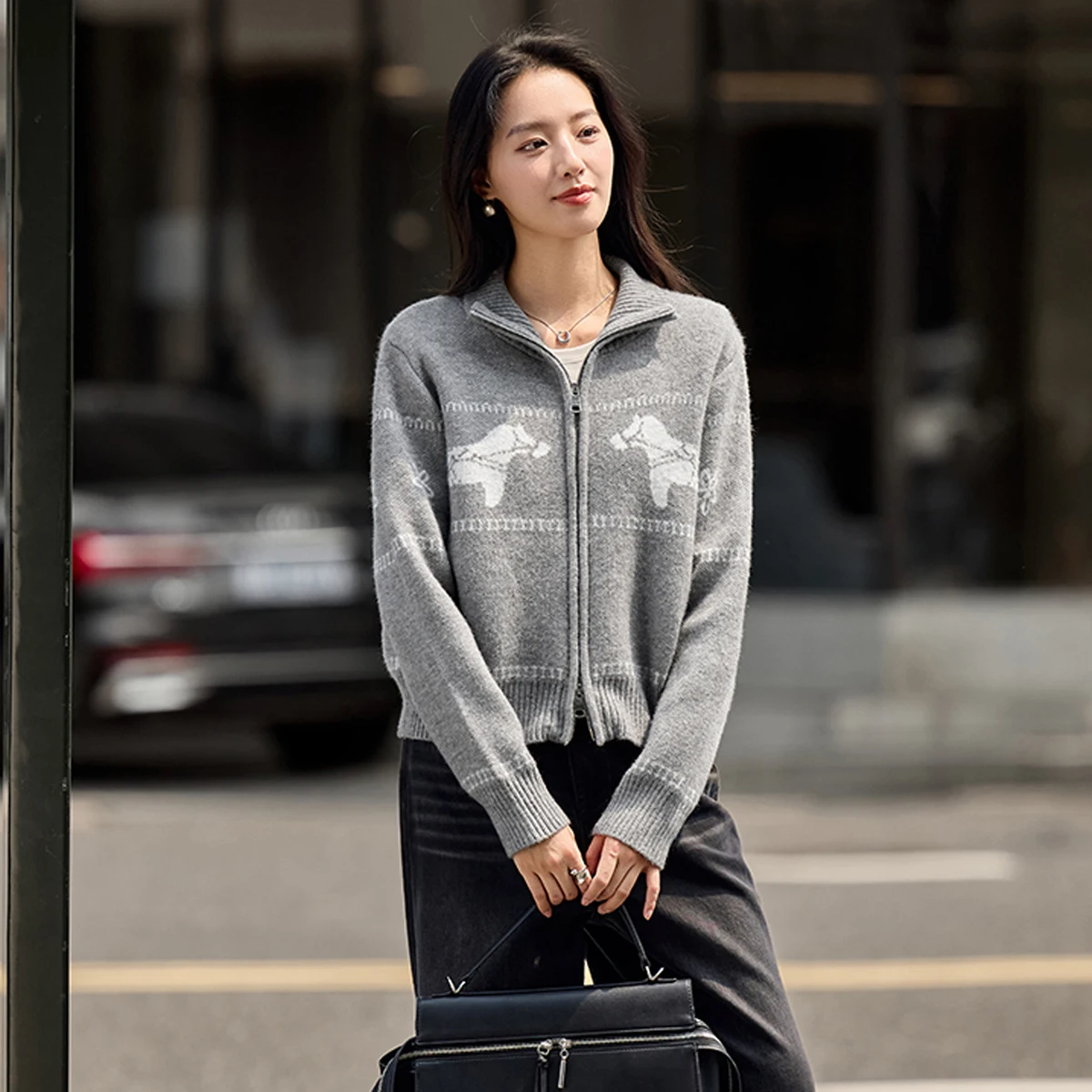 

SENTUBILA свитера женские зимние вязаные повседневные кардиганы женские осень 2025 элегантные двусторонние топы на молнии с длинными рукавами W54EB3513