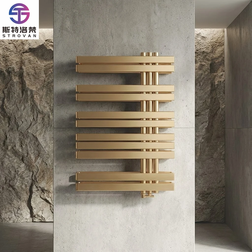 

Hotel Bathroom Towel Warmer 304 Stainless Steel Electric Heated Rail Polished Gold Finish Drying Rack for Project