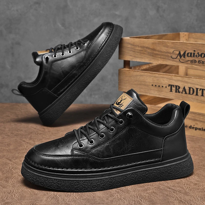Men Internal Height Increasing Oxford Shoes Casual Leather Shoes Fashion Internal Height Increasing Shoes Outdoor Male Sneakers