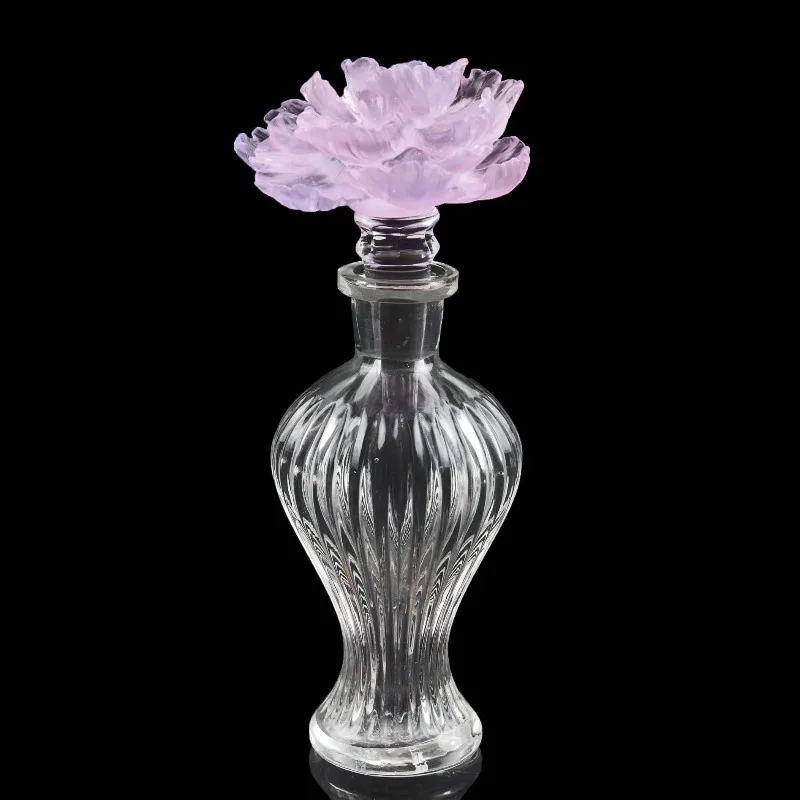 Crystal Glass Vase Clear Polished Embossed Floral Sizes S M Handcrafted Folk Art Decorative Ornament for Home Holiday Table Gift