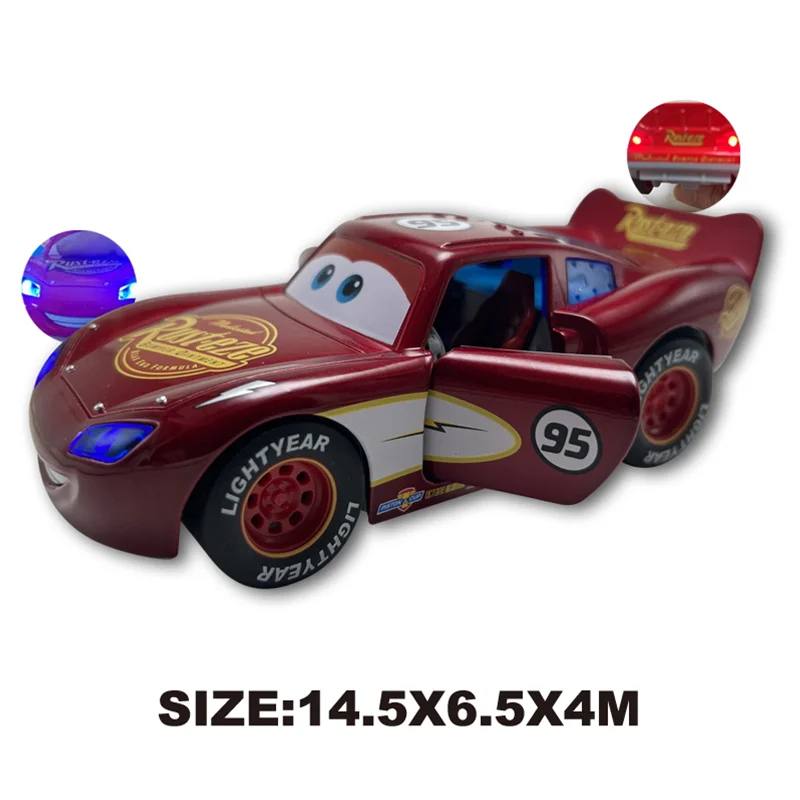 Disney Pixar Cars Lightning Mcqueen Sound and Light Edition Double door pull-back Car 1:32 Diecast Vehicles Alloy Car Toy Gifts