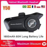 Y50-Auriculares Bluetooth para casco de motocicleta, cascos con batería de larga duración, IPX6, resistentes al agua, anticongelación, reproductor de música, 1800mAh, 60H