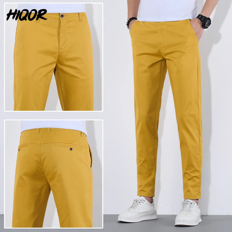 HIQOR Man Pants 9 Colors Mens Casual Long Pants Summer Thin Cotton Trousers For Men Breathable Streetwear Fashion Men\'s Clothing