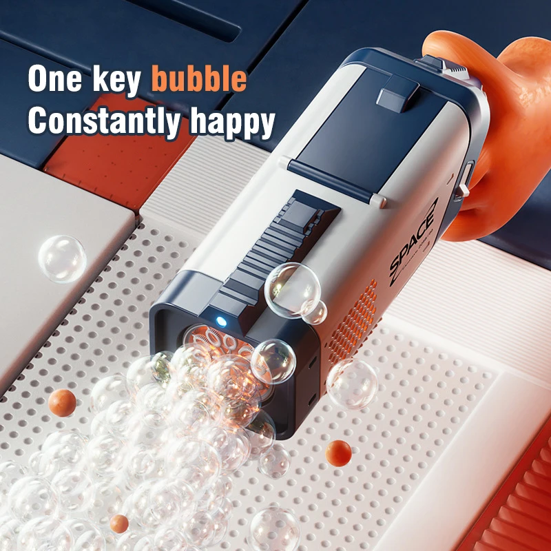 Space Tech Soap Bubble Gun Electric Hand Gun Bubble Machine Gift Box Outdoor Party Games Blowing Bubble Kids Toys Birthday Gift