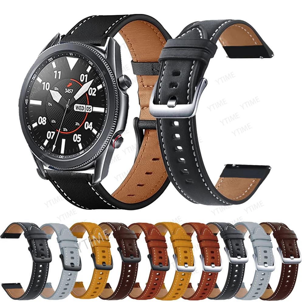 Watchband Leather For Samsung Galaxy watch 3 45mm 41mm 42mm 46mm Strap Smart Wristbands Bracelet 20mm 22mm Gear S3 Watchstrap