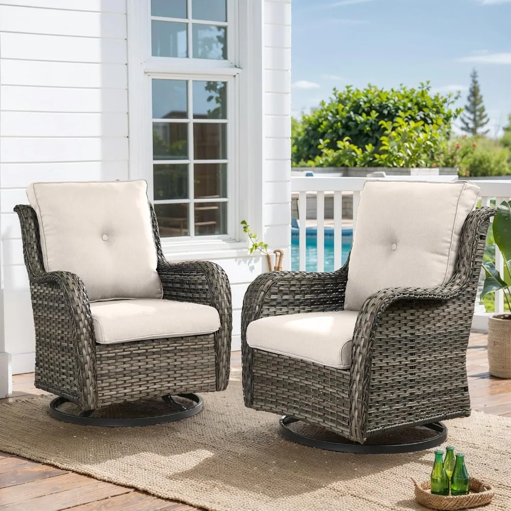 

Outdoor Swivel Rocker Wicker Patio Chairs Set of 2, Rattan Rocking Chair Furniture Set, Customized