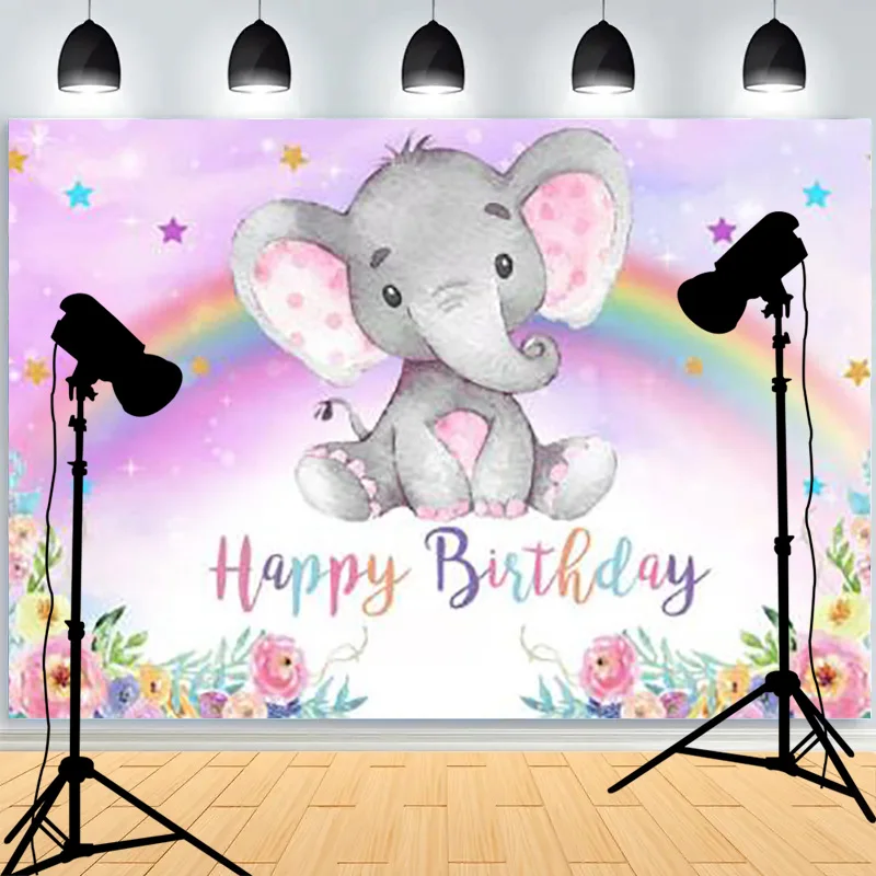 

Newborn 1st Birthday Party Hundred days Photography Backdrops Props Cartoon Animals Baby Shower Photo Studio Background WP-10