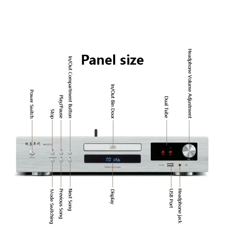 Bluetooth 5.2 Tube CD Player Built-in Dual 6*1N Tube USB Lossless Playback Professional Grade HIFI CD Player OPA2604 Op-Amp Chip