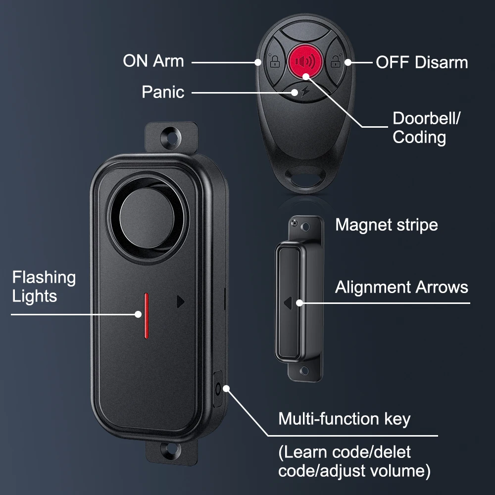Awapow sensor de alarme magnético para janela de porta externa, monitor à prova d'água, alarme antifurto, segurança doméstica com controle remoto