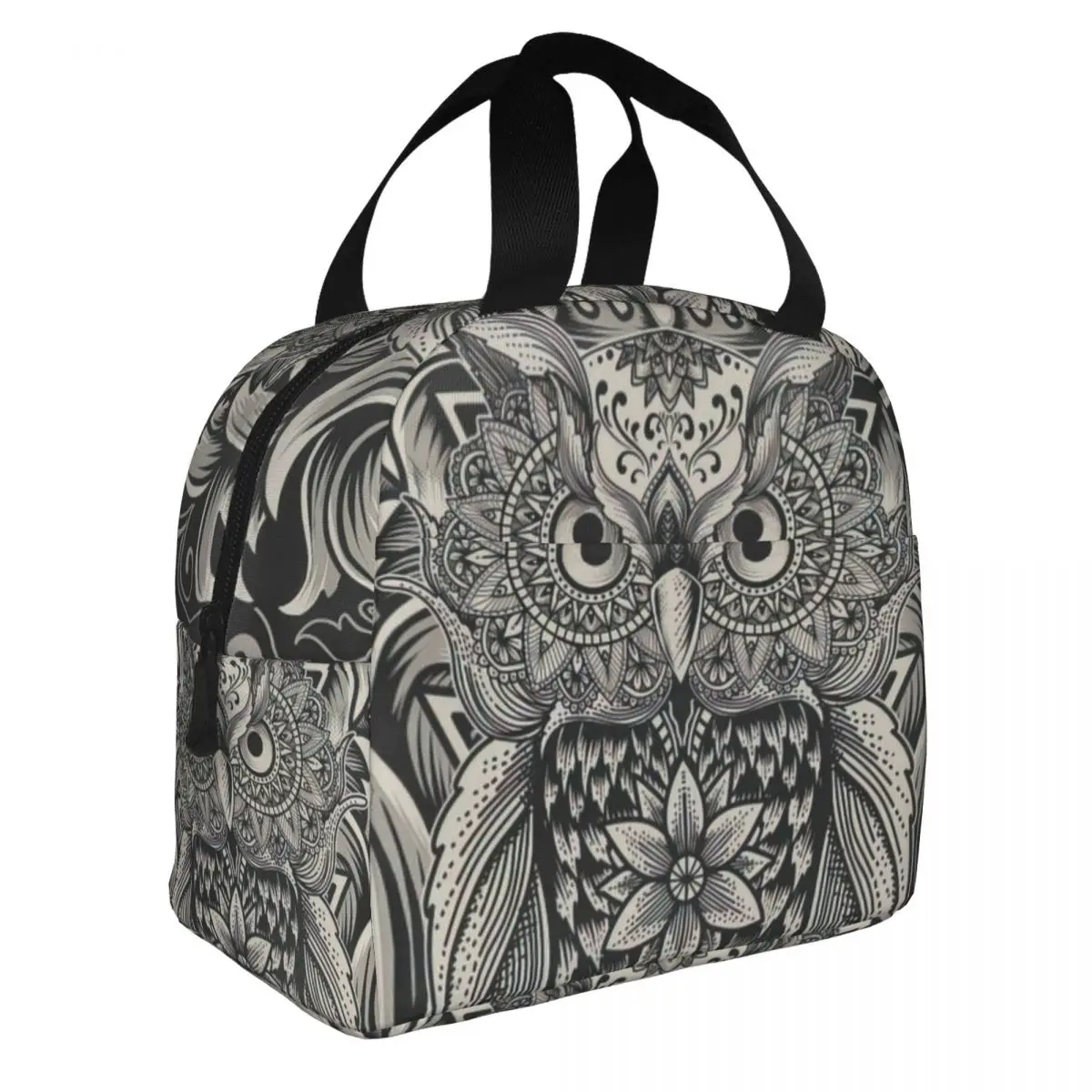 

Owl Bird With Mandala Ornament Style Lunch Bento Bags Portable Aluminum Foil thickened Thermal Cloth Lunch Bag for Women Men Boy