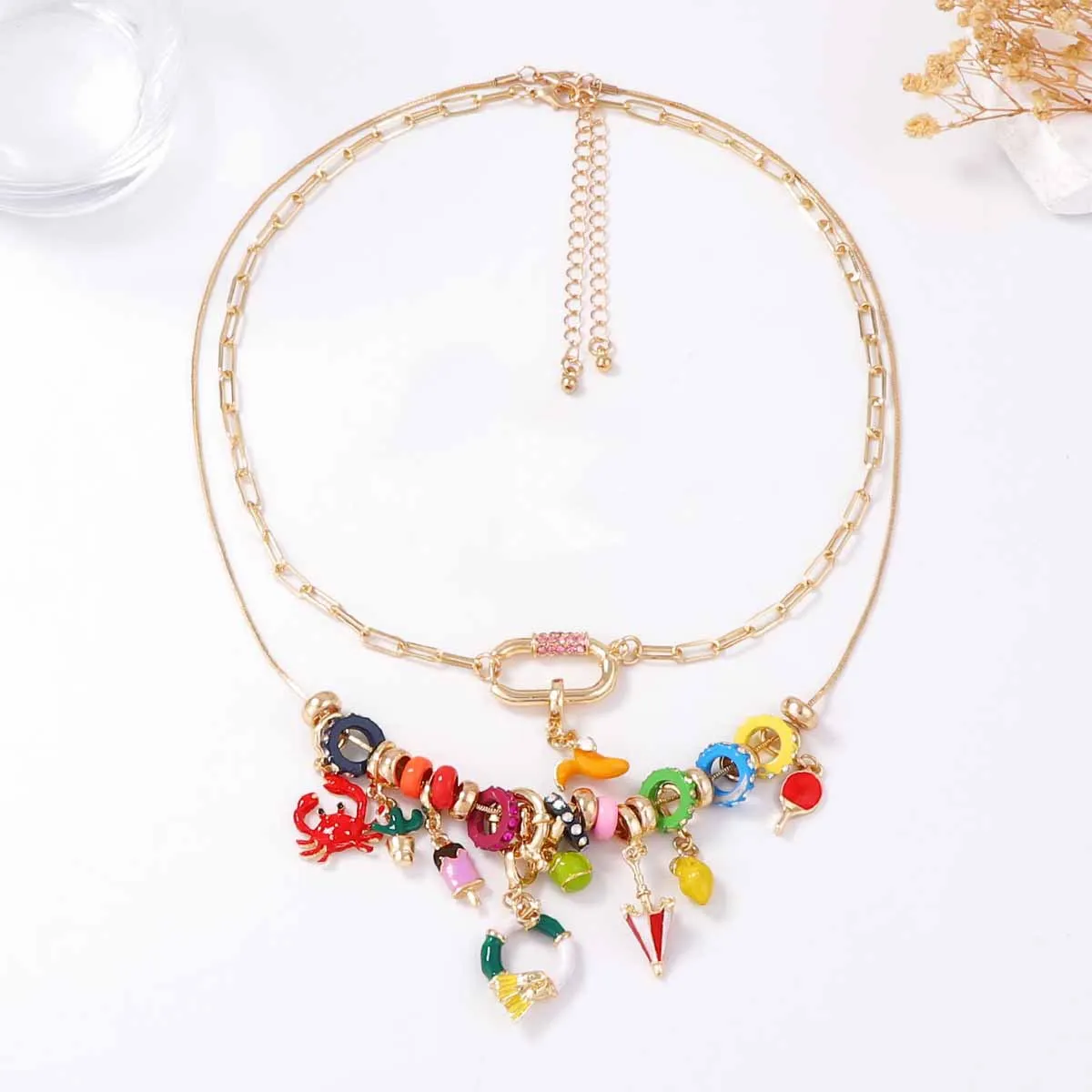 

New ZAA Irregular Metal Circle Crab Charm Necklaces for Women Double-layer Choker Jewelry Neck Accessories Gifts