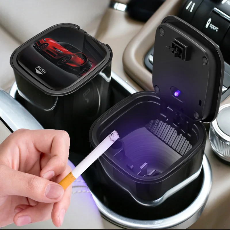 Universal Car ashtray with LED light cigarette Office Ashtray For Chevrolet Cruze Equinox Captiva Trax Malibu Tahoe Impala