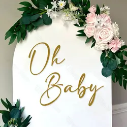 Oh Baby Shower Sign Sticker Oh Baby Themed Balloon Arch Backdrop Vinyl Stickers for Baby Shower Gender Reveal Birthday Decor