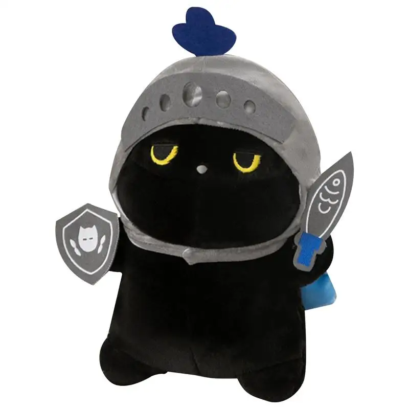 Cat Knight Plush Black Cat Stuffed Animals Plush Adorable Stuff Toys Collectible Cat Stuffed Animal Black Cat Stuffed Animals