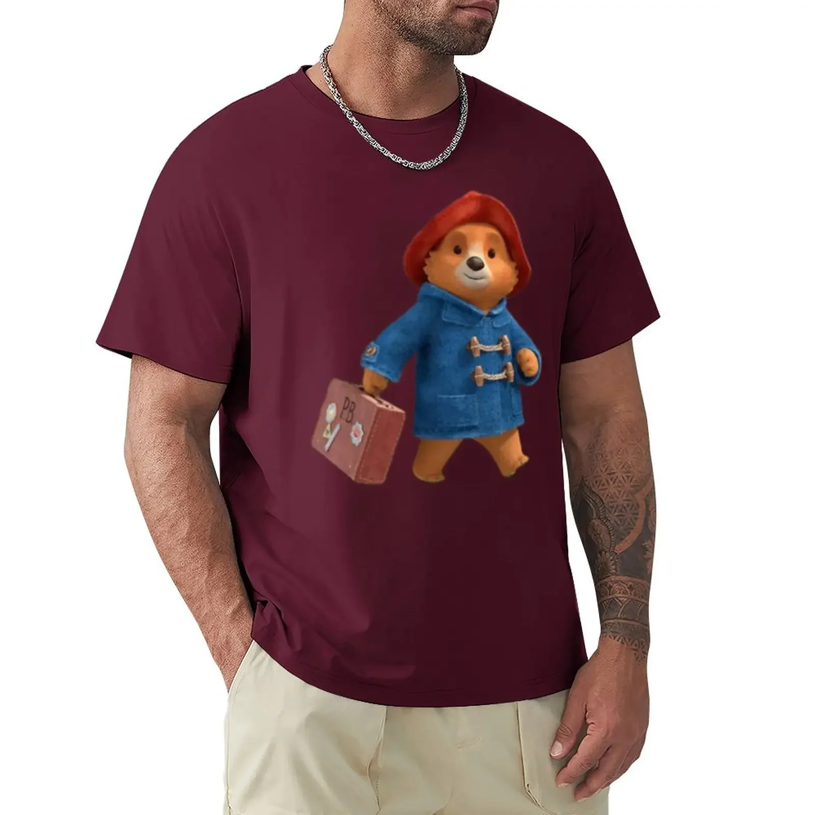 2024 aesthetic men t shirt paddington bear (5) T-shirt aesthetic clothes heavyweights short sleeves pure cotton tops streetwear