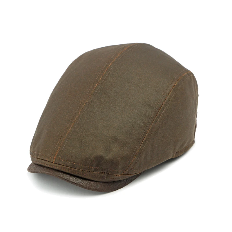 Men's Beret Hat Faux Leather Craft Cotton-Polyester Blend Retro Style 55-59cm Lined for Warmth Autumn Winter Newsboy Cap