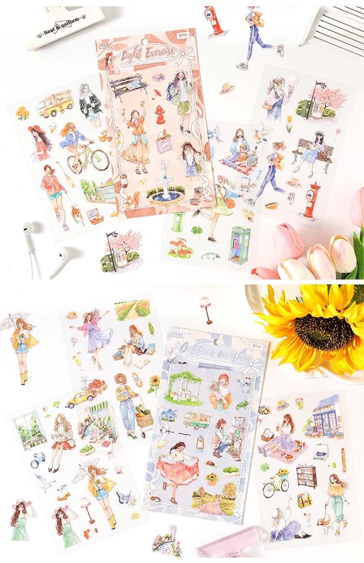 1–6 Stück Aufkleber aus der Leisure Life-Serie, Scrapbooking-Dekorationsmaterial, perfekt für Collage, Journaling, Basteln, DIY-Zubehör – Detail 7
