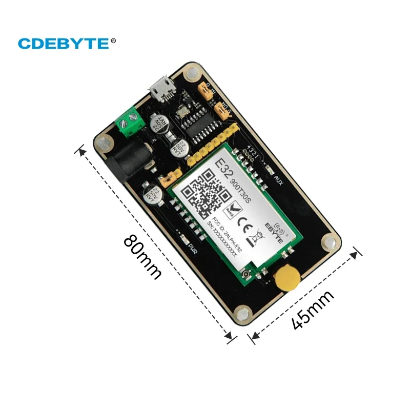 Carte de test technique sans fil LoRa CDEBYTE E32-900TBH-01 interface USB E32-900T30S pré-soudée Kit de test facile à développer