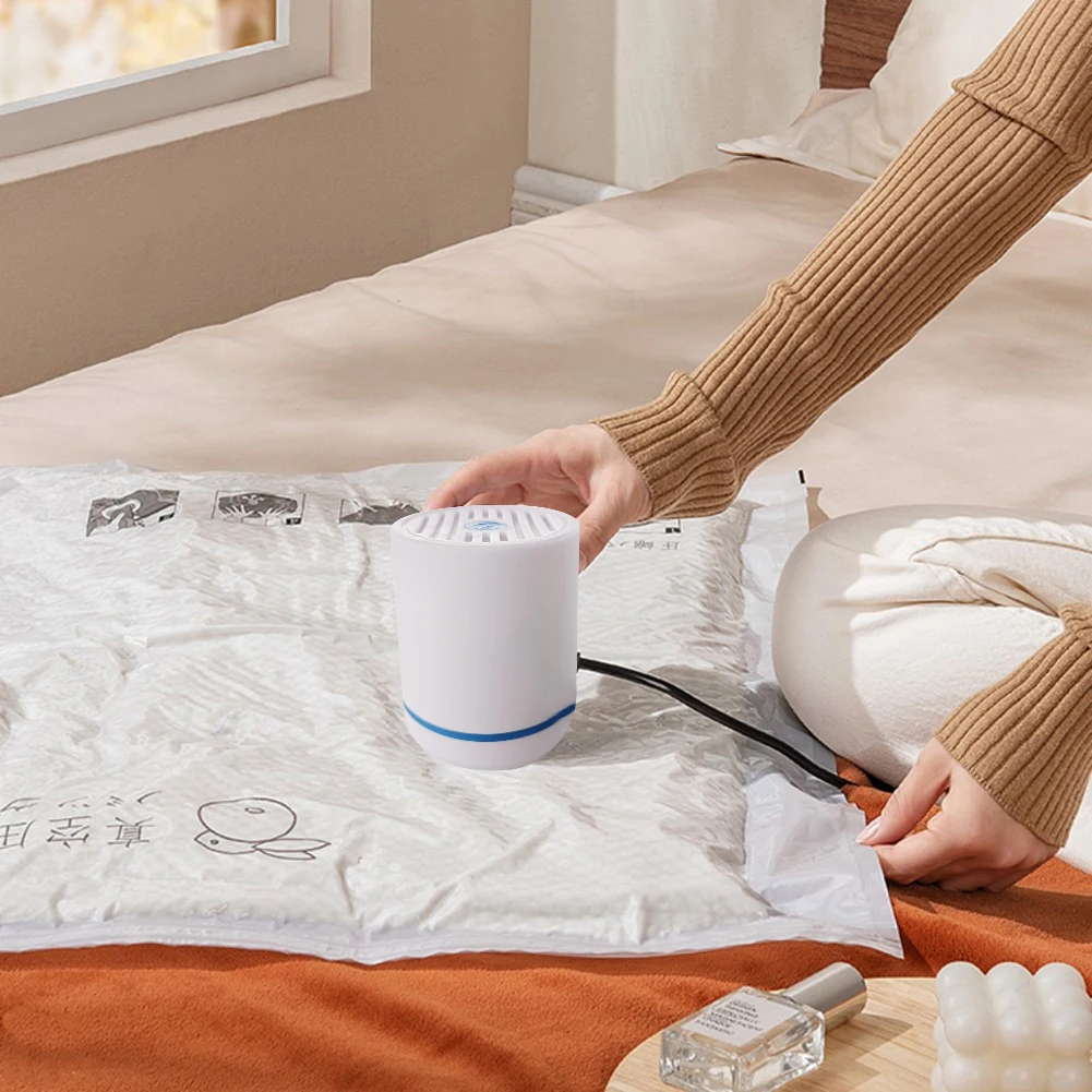 Mini bomba de ar elétrica com máquina seladora a vácuo USB Saco comprimido Bomba de ar inflável Economia de espaço Organizador de armazenamento para roupas Colcha