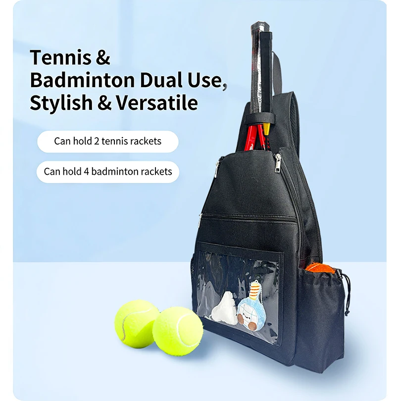 Tennis Racket Backpack Crossbody Gym Bag Holds 2 Rackets Badminton Large Capacity Sport Bag Waterproof Multifunction Racket Bag