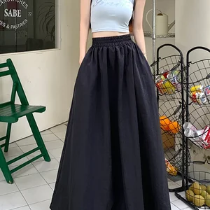 Váy dài của túi phụ nữ sang trọng, nữ, váy midi có độ co giãn ở eo cao, mùa xuân, mùa hè, 2024 8 Bán hàng chính Gode Váy với túi - №8