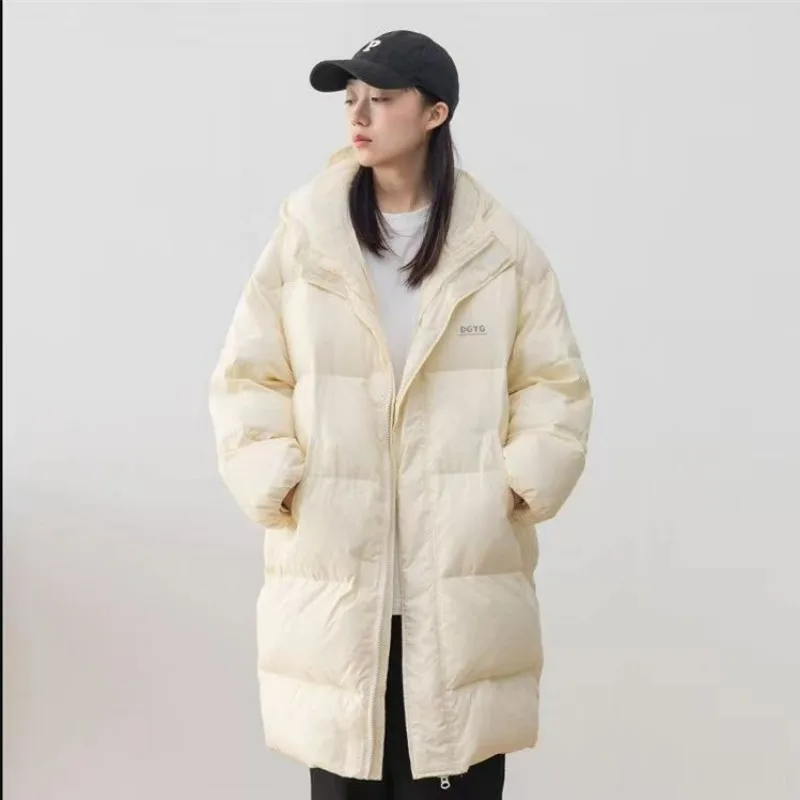 

2023 New Women Down Cotton Coat Winter Jacket Female Mid Length Version Parkas Loose Thick Outwea Hooded Versatile Overcoat