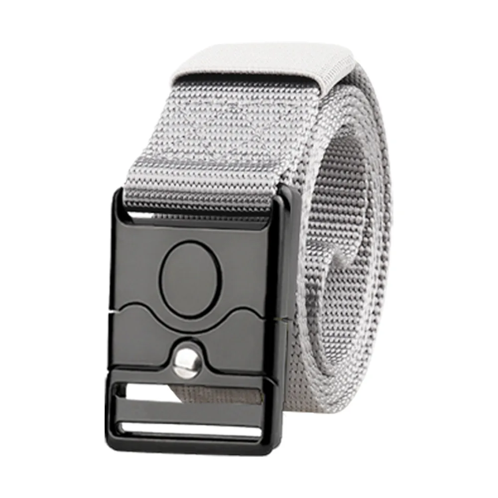 Woven Nylon Strap Snap Buckle Waist Belt Black Silver Press Clasp Cut To Fit Hike Camp Travel Daily Outfit Trendy Charm