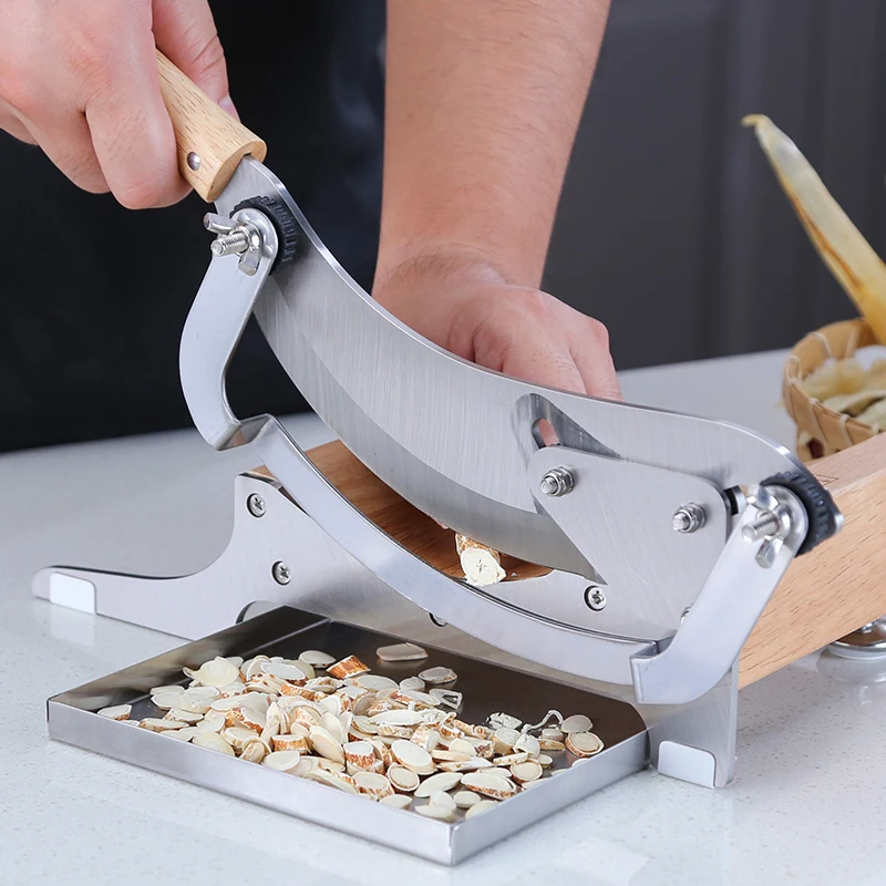 Wooden Multifunction Stainless Steel Blade for Kitchen with Tray Chinese Medicine Hard Cheese Herb Biltong Cutter Slicer view 3