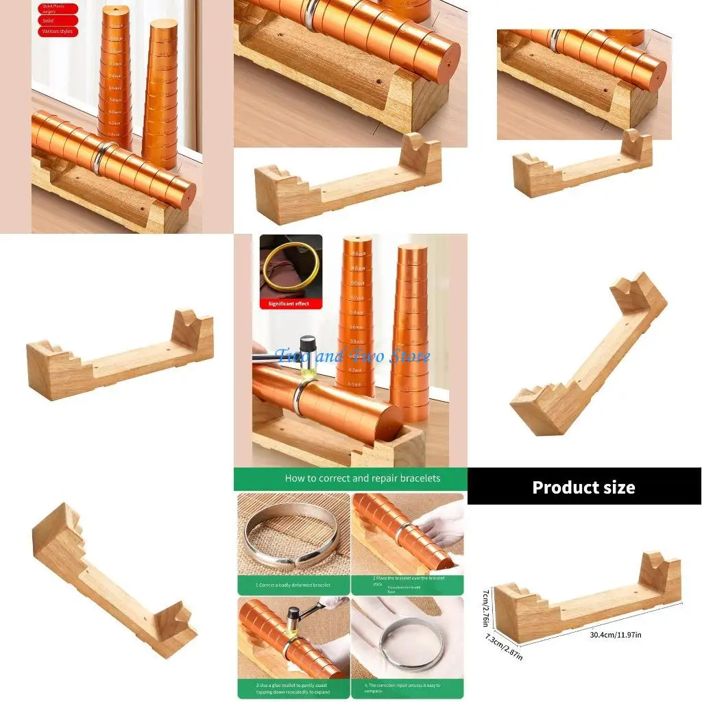 

HX6F Прочная деревянная оправка браслета и стальной молоток с ручкой для ювелирных изделий