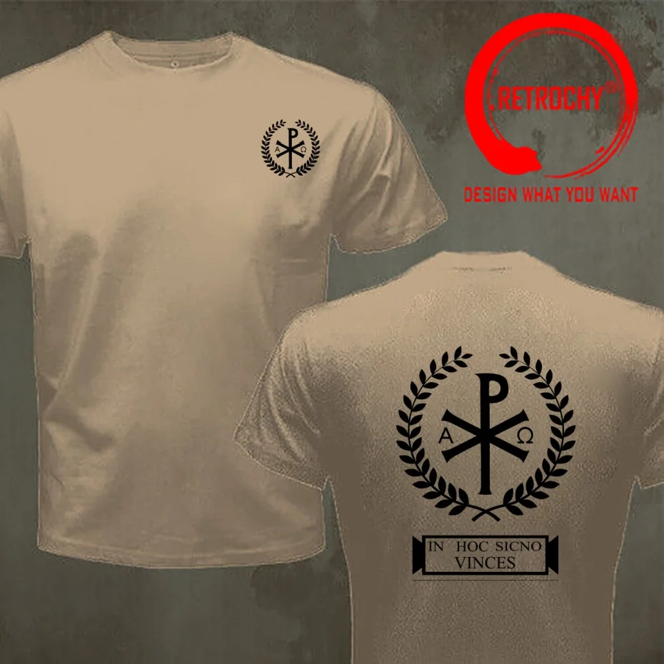 Byzantine Empire Chi Rho Symbol Constantine Cross T Shirt Men Fashion Trendy Casual Clothing Stylish Tops Tee Shirt Leisure