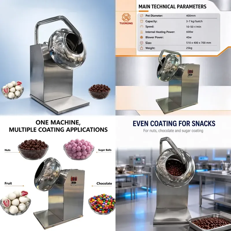 for TUORONG Stainless Steel Commercial Chocolate Polishing Machine Sugar Boiler