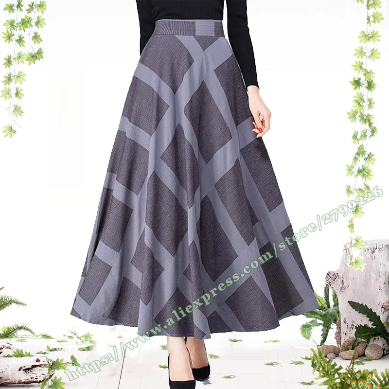 

Female Elegant Green Red Black Plaid Pattern Women's long skirt 2024 Vintage Skirt Plus Size Maxi Skirts for Womens