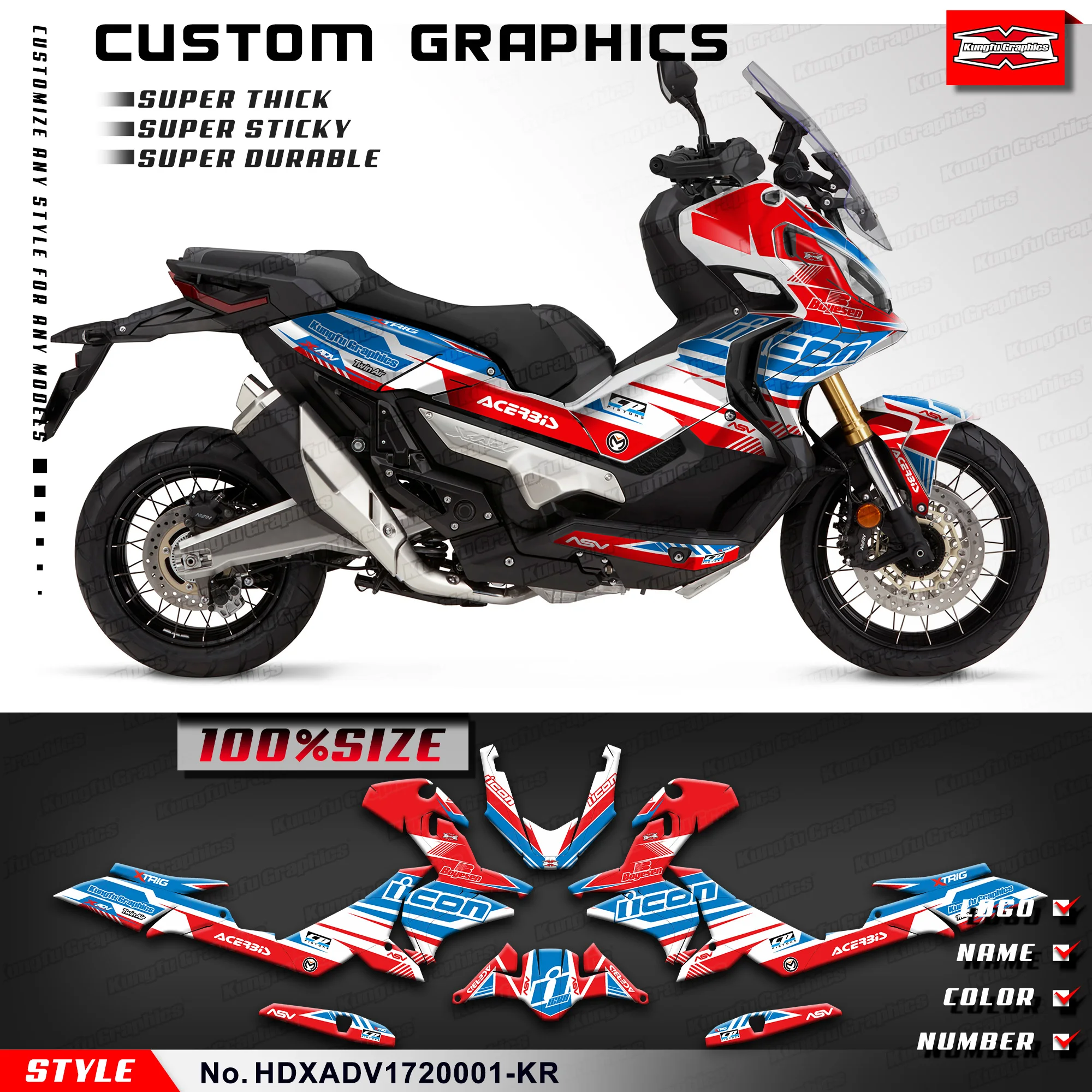 

KUNGFU GRAPHICS Racing Graphics Vinyl Wrap for Honda X-ADV 750 2017 2018 2019 2020, HDXADV1720001-KR