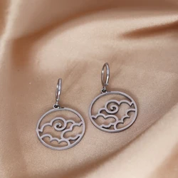 CHENGXUN Stainless Steel Air Charm Pendant Earring Elements Charm Hoop Earrings Simple Jewelry Birthday Party Gifts for Women