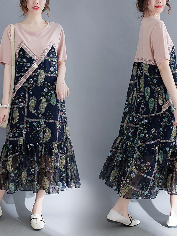 T-shirt d'été à imprimé Floral pour femmes, grande taille, rembourré, amincissant, Long, Dr Princ Sle, pour les déplacements artistiques